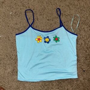 Kick Sky Blue Top with Floral Pattern